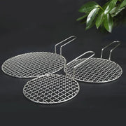 Round Stainless Steel 304 BBQ Grill Mesh with 10cm Handle, 16.5-48cm Sizes