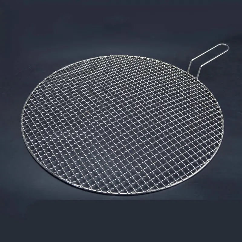 Round Stainless Steel 304 BBQ Grill Mesh with 10cm Handle, 16.5-48cm Sizes