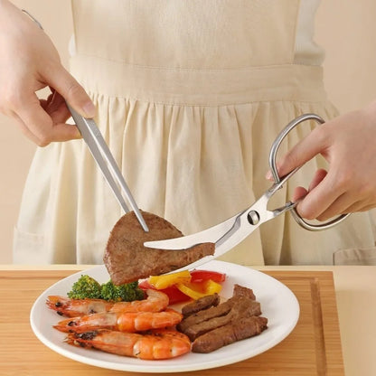 Barbecue Grill Tongs, Metal Food Tweezers, 10in or 12in Silver