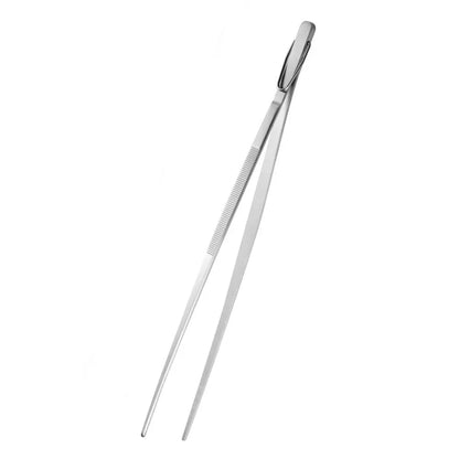 Barbecue Grill Tongs, Metal Food Tweezers, 10in or 12in Silver