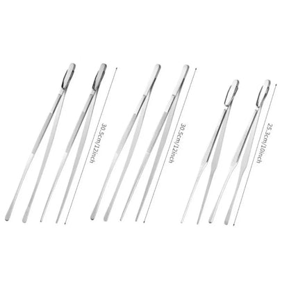 Barbecue Grill Tongs, Metal Food Tweezers, 10in or 12in Silver