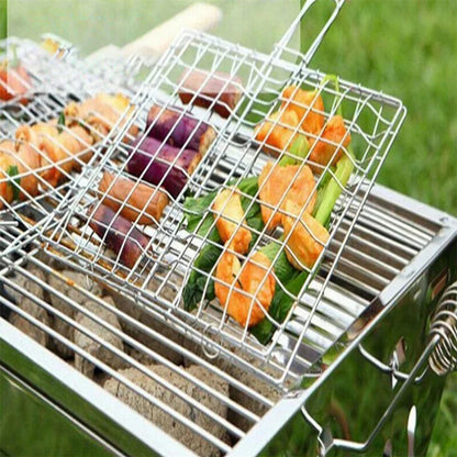 Foldable BBQ Grill Basket for Fish and Vegetables, Iron Wire Mesh, 21.5 x 19cm
