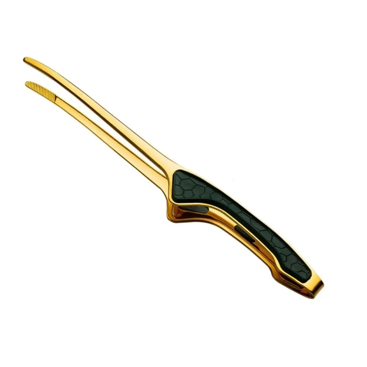Metal Barbecue Tongs with Textured Anti-Slip Grip, 2-Piece Kit - black-golden