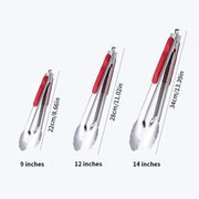 Stainless Steel Barbecue Tongs with Non-Slip Grip, 9, 12 or 14 Inch