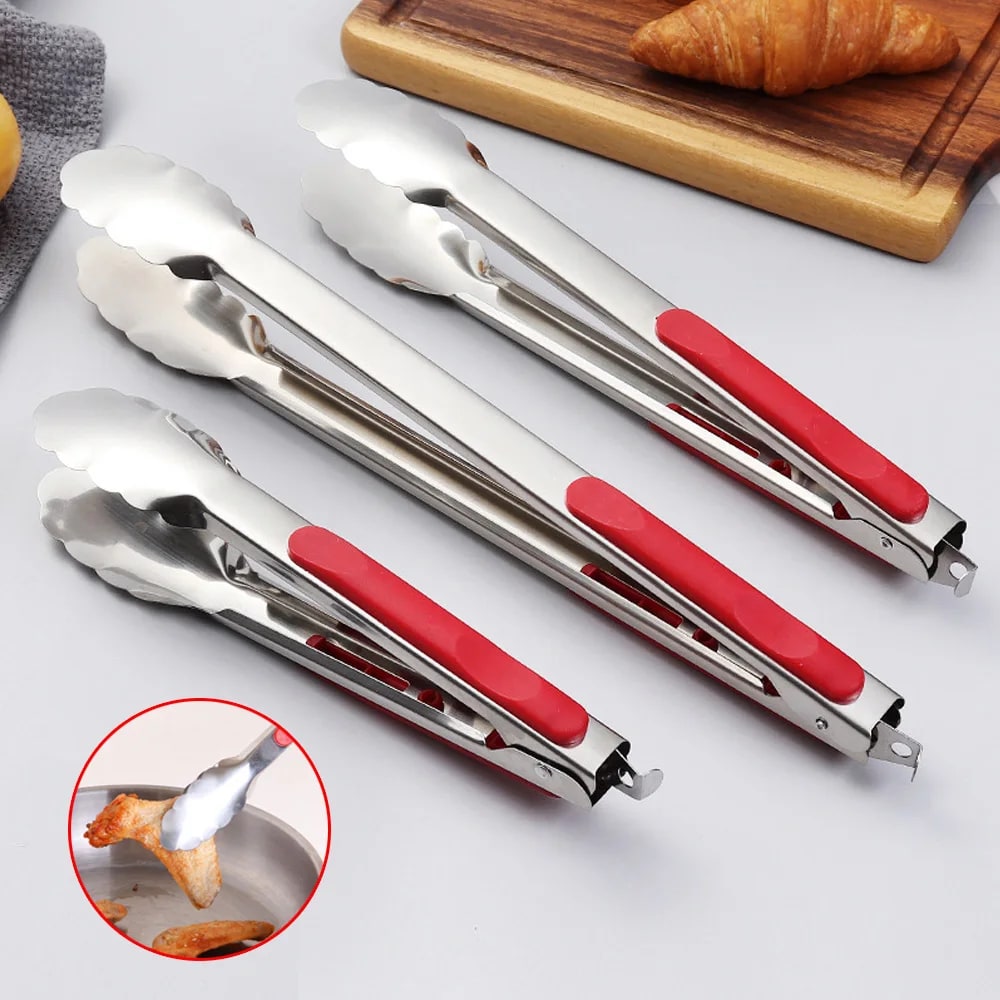 Stainless Steel Barbecue Tongs with Non-Slip Grip, 9, 12 or 14 Inch