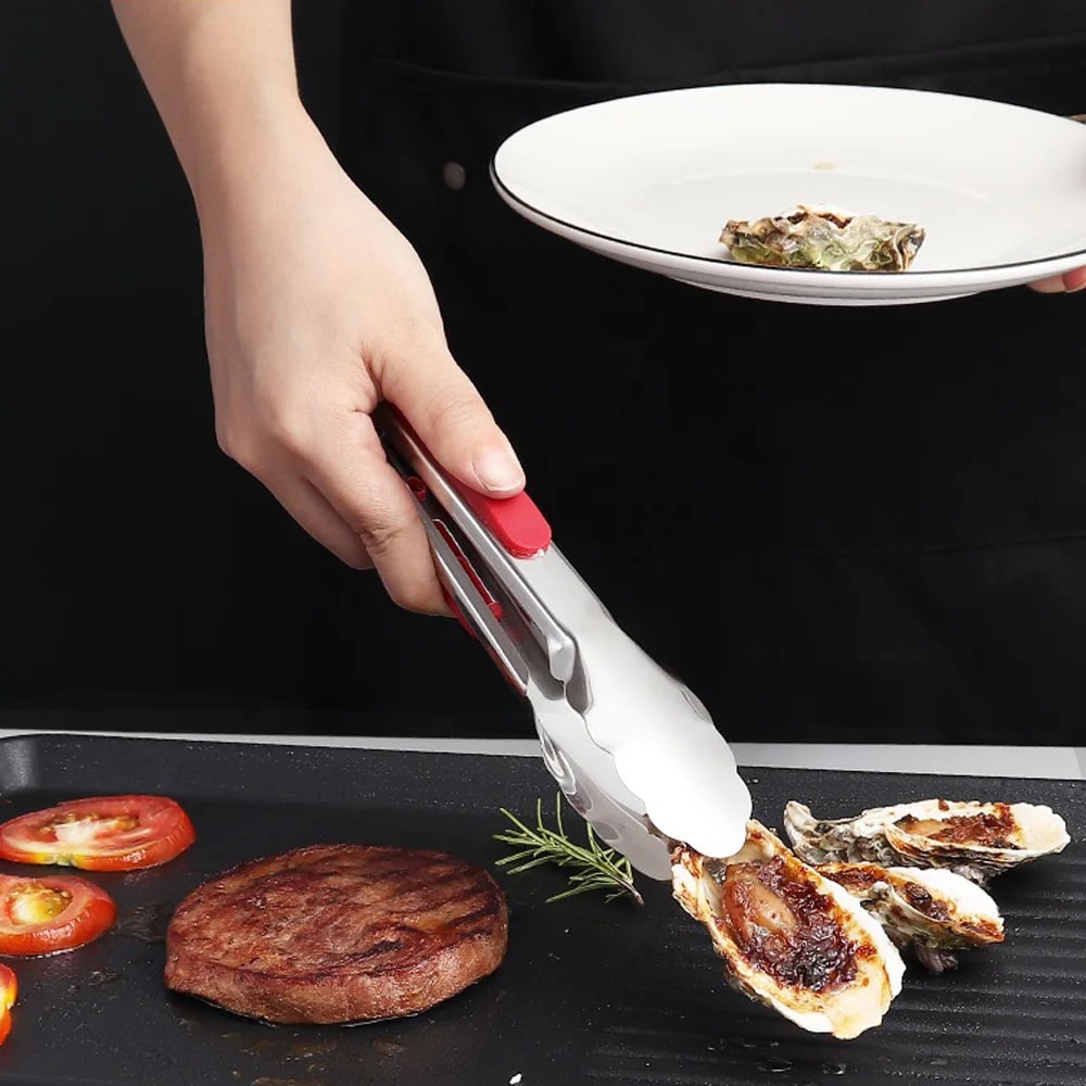 Stainless Steel Barbecue Tongs with Non-Slip Grip, 9, 12 or 14 Inch