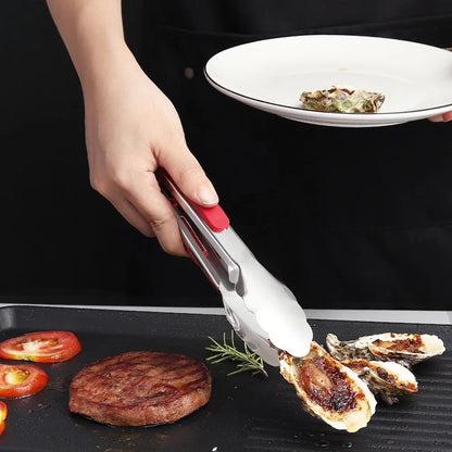 Stainless Steel Barbecue Tongs with Non-Slip Grip, 9, 12 or 14 Inch