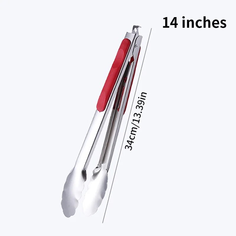 Stainless Steel Barbecue Tongs with Non-Slip Grip, 9, 12 or 14 Inch - 14 inches