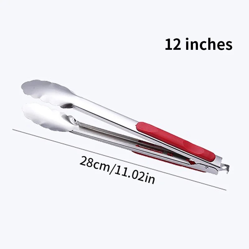 Stainless Steel Barbecue Tongs with Non-Slip Grip, 9, 12 or 14 Inch - 12 inches