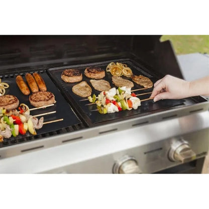 Non-Stick BBQ Grill Mat 40 x 33cm Black Reusable Cooking Sheet