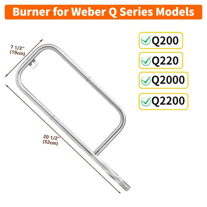 Grill Burner Tube 304 Stainless Steel for Weber Q100 to Q2200 Models - Weber60041
