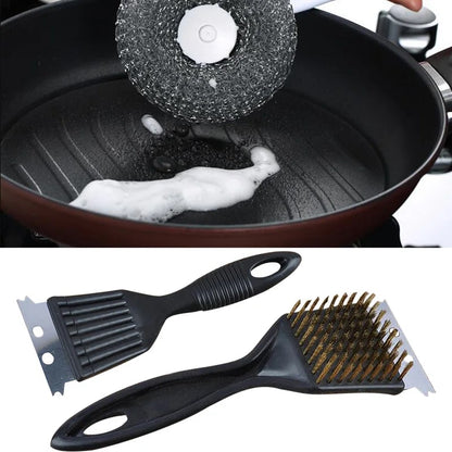 BBQ Grill Cleaning Brush Set of 2 Black Plastic 21 x 7.3cm