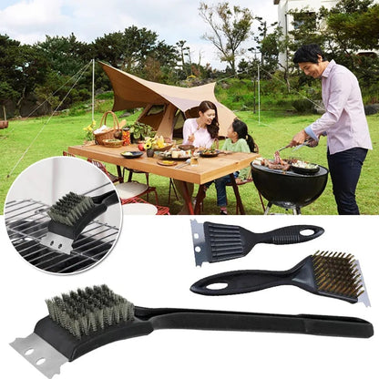 BBQ Grill Cleaning Brush Set of 2 Black Plastic 21 x 7.3cm