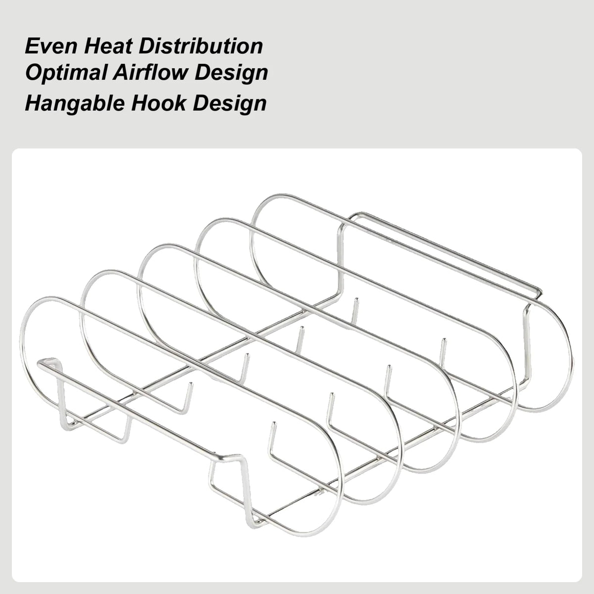 4-Slot Stainless Steel BBQ Rib Rack, 30cm Grill Stand for Home Cooking