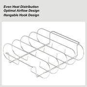 4-Slot Stainless Steel BBQ Rib Rack, 30cm Grill Stand for Home Cooking