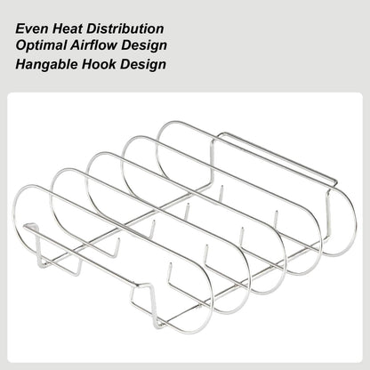 4-Slot Stainless Steel BBQ Rib Rack, 30cm Grill Stand for Home Cooking