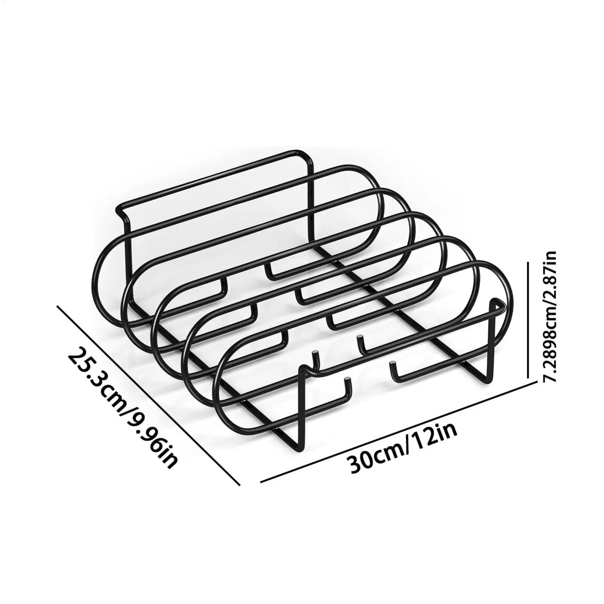 4-Slot Stainless Steel BBQ Rib Rack, 30cm Grill Stand for Home Cooking