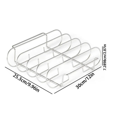 4-Slot Stainless Steel BBQ Rib Rack, 30cm Grill Stand for Home Cooking - Dark Grey