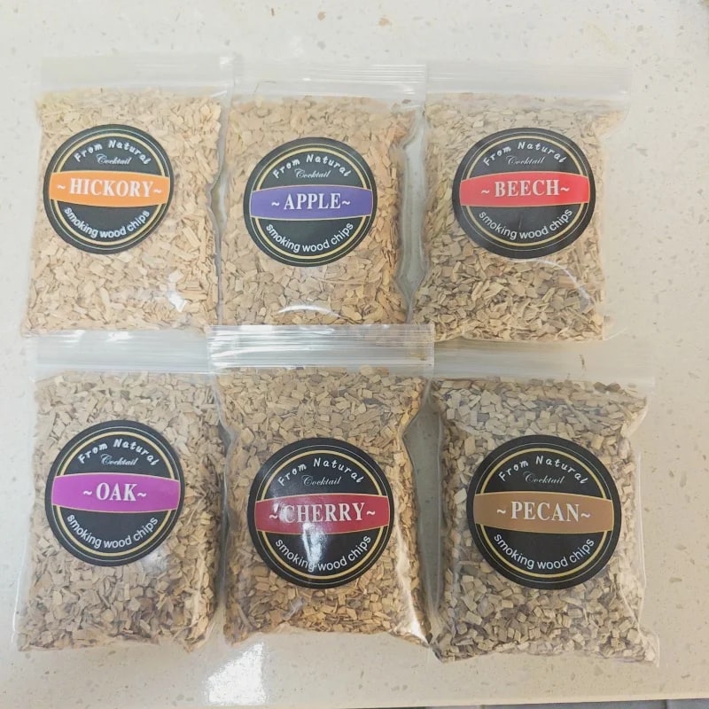 Natural Wood Smoking Chips for BBQ, Cocktails and Drinks, Mixed Packs - 6pcs mix