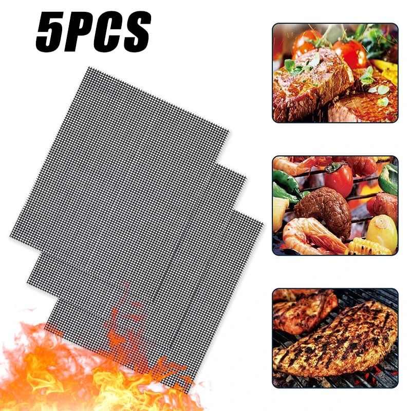 Reusable Non-Stick BBQ Mesh Mat, Heat-Resistant Grill Liner, 30cm or 40cm
