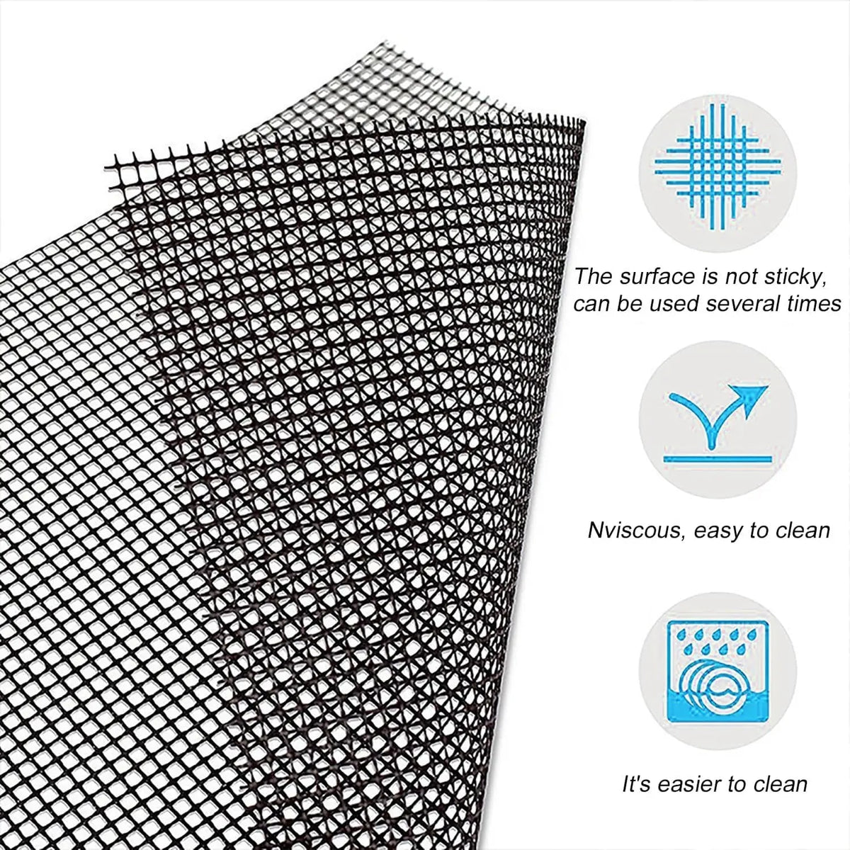 Reusable Non-Stick BBQ Mesh Mat, Heat-Resistant Grill Liner, 30cm or 40cm