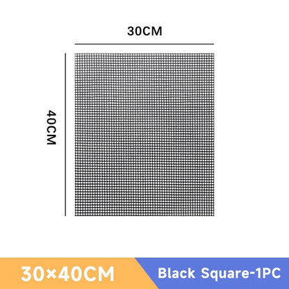 Reusable Non-Stick BBQ Mesh Mat, Heat-Resistant Grill Liner, 30cm or 40cm - Black Square-1PCS