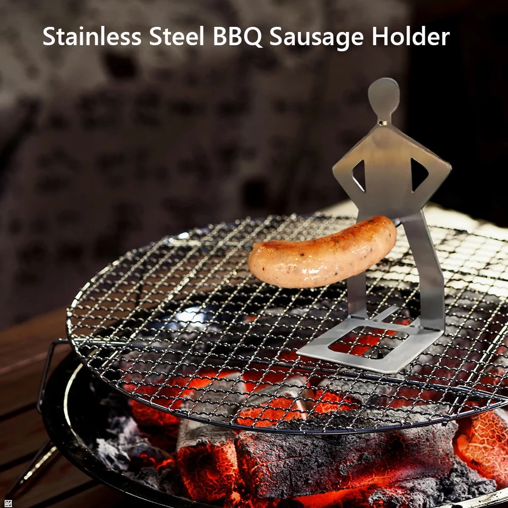 Stainless Steel BBQ Sausage Holder, Reusable Hot Dog Stand, 1-5 Piece Packs