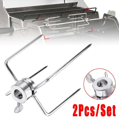 Metal Rotisserie Grill Fork and BBQ Rod Set for Cooking, Baking and Barbecue