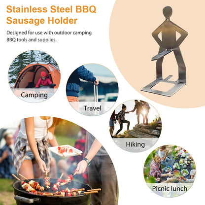 Stainless Steel BBQ Sausage Holder, Reusable Hot Dog Stand, 1-5 Piece Packs