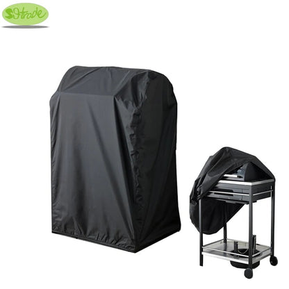 Black Fabric BBQ Grill Cover with Drawstring, Water and Dust Protection, 72 x 52 x 110cm or 77 x 58 x 110cm