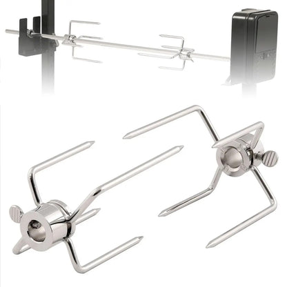 Metal Rotisserie Grill Fork and BBQ Rod Set for Cooking, Baking and Barbecue