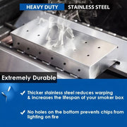 Stainless Steel Smoker Box for Gas BBQ, 22.4 x 9.3 x 4.4cm