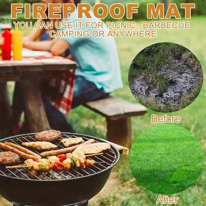 Fireproof BBQ Grill Mat for Deck, Black Under-Barbecue Floor Mat