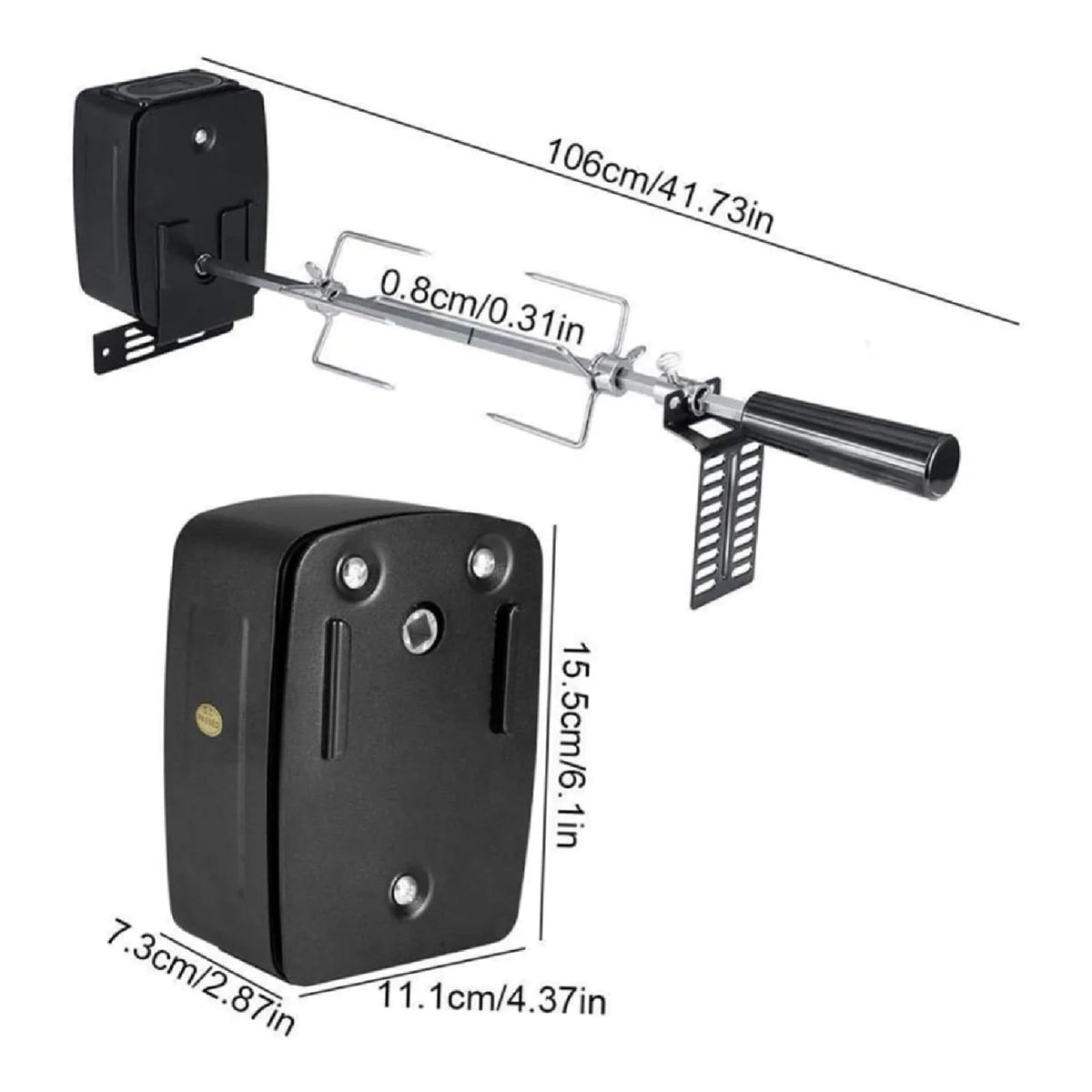 Rotisserie Grill Kit with Stainless Steel Spit, 15kg Capacity, 106cm