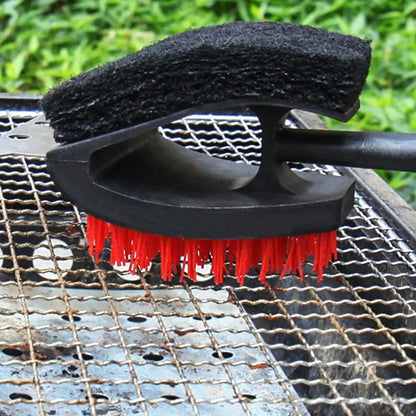 BBQ Grill Cleaning Brush with Steel Bristles and Scraper, Black, 46cm