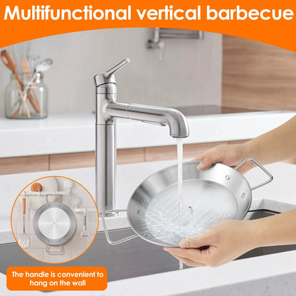 Vertical Metal BBQ Spit Skewer Stand, 25.4cm Base, 20/25/30cm Pole