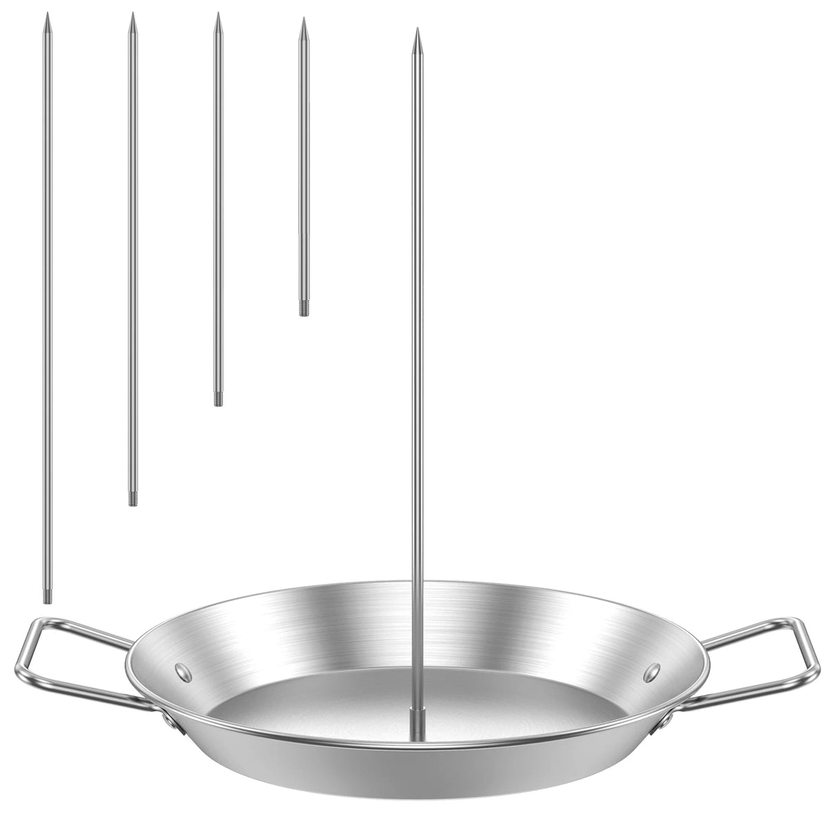 Vertical Metal BBQ Spit Skewer Stand, 25.4cm Base, 20/25/30cm Pole - B