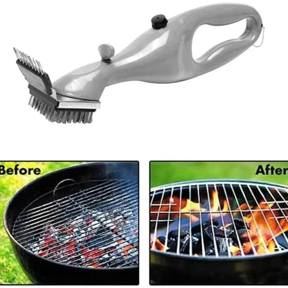 BBQ Grill Steam Cleaning Brush with Water Spray, Multi-Brush Head, Chrome Plated