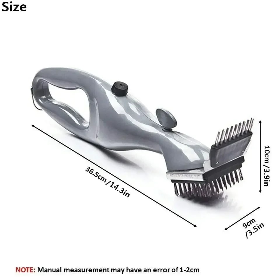 BBQ Grill Steam Cleaning Brush with Water Spray, Multi-Brush Head, Chrome Plated