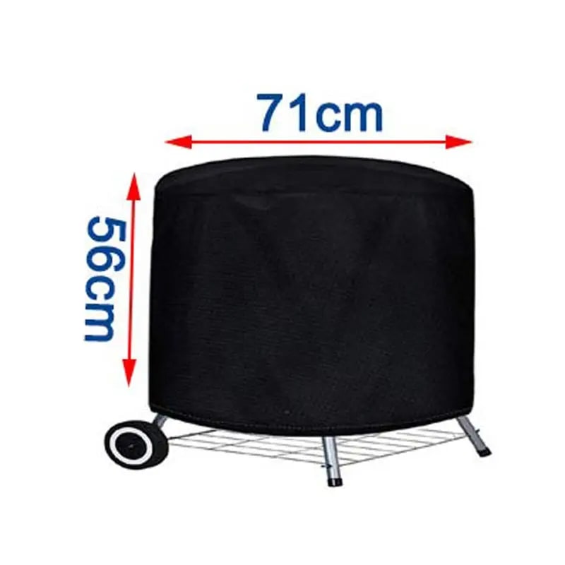 Round Black Outdoor Grill Cover, Waterproof Fabric BBQ Cover, 6 Sizes - 71x56cm 210D