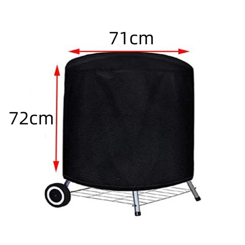 Round Black Outdoor Grill Cover, Waterproof Fabric BBQ Cover, 6 Sizes - 71x72cm 210D