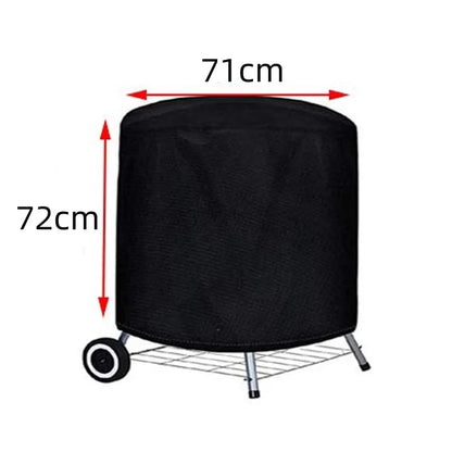 Round Black Outdoor Grill Cover, Waterproof Fabric BBQ Cover, 6 Sizes - 71x72cm 210D