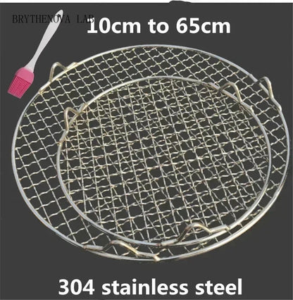 Round 304 Stainless Steel BBQ Mesh Grill Rack with Feet, 10-65cm