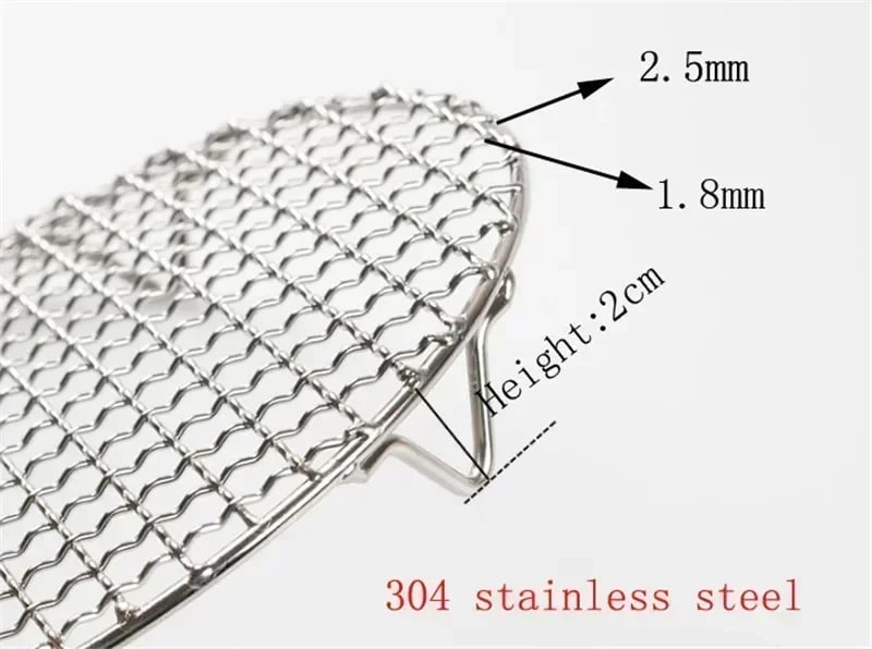 Round 304 Stainless Steel BBQ Mesh Grill Rack with Feet, 10-65cm