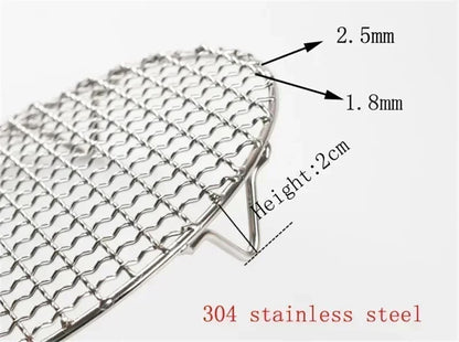 Round 304 Stainless Steel BBQ Mesh Grill Rack with Feet, 10-65cm
