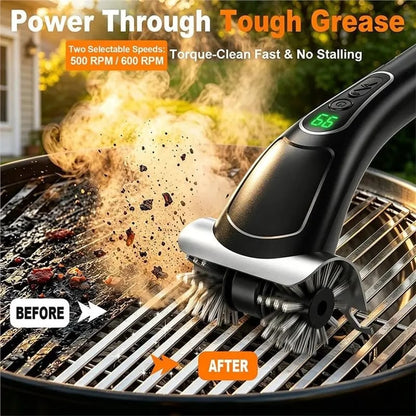 Rechargeable Electric BBQ Grill Brush B97A, Dual Speed, Splash Guard