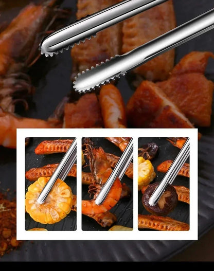 Stainless Steel BBQ Tongs, 304 Food Grade Barbecue Clip, 3 Sizes