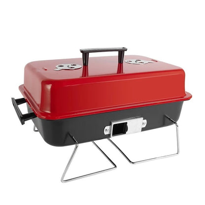 Portable Charcoal BBQ Grill with Lid, Folding Legs, Iron, 43 x 28cm, CA-06