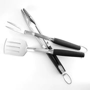 3-Piece Stainless Steel BBQ Tool Set with Fork, Tongs and Spatula