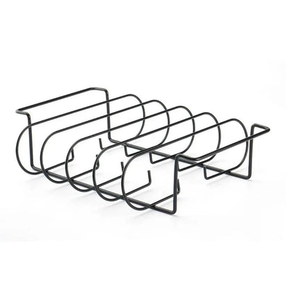 Non-Stick Steel BBQ Rib Rack, 31.3 x 25.3 x 7.3 cm - black